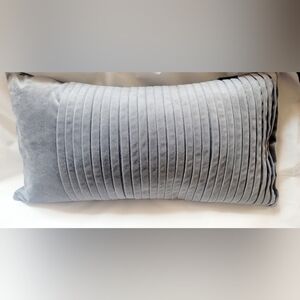 Elite Home Gray Ribbed Velvet Accent Lumbar Pillow 23x12"